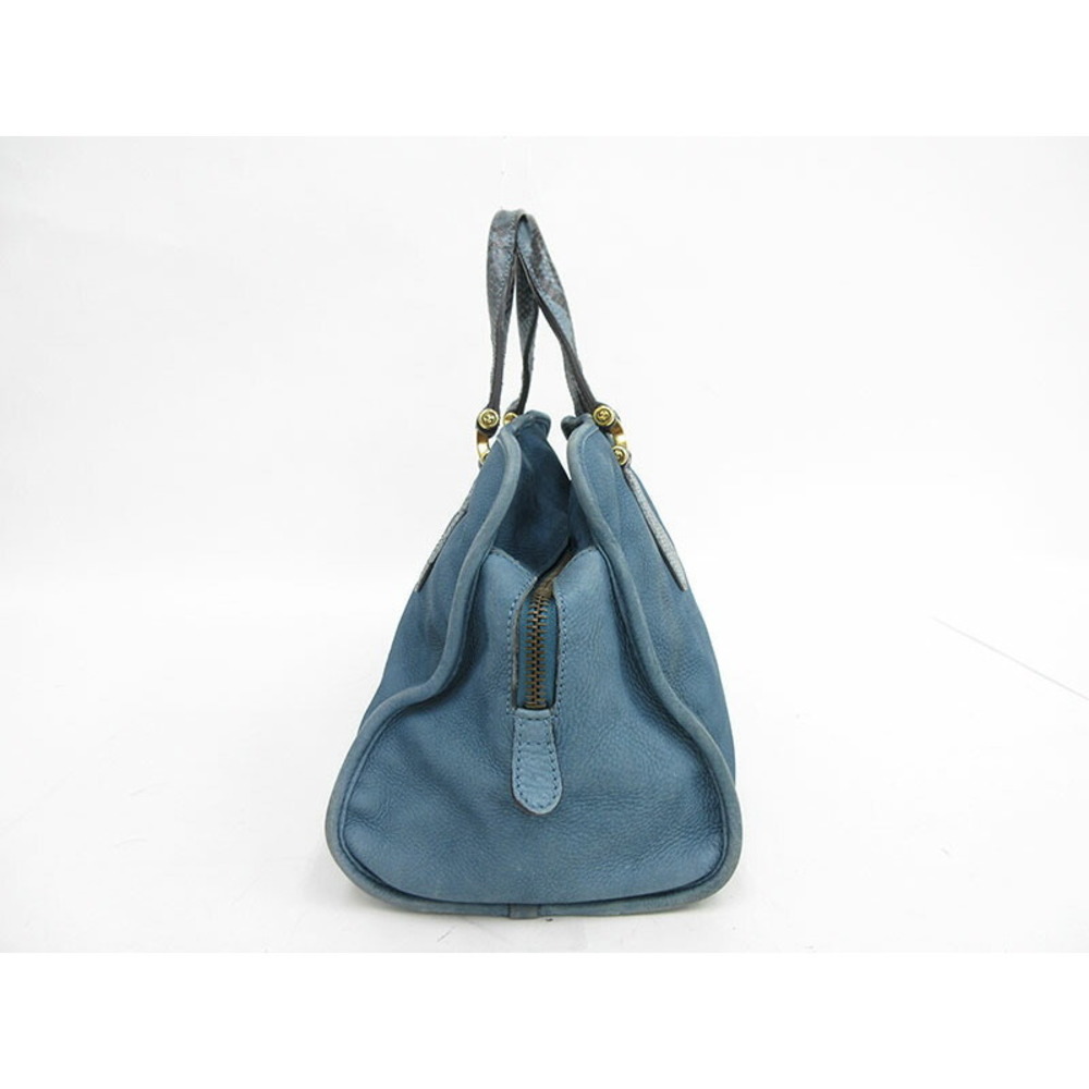 Gucci Blue Hand Suede Bag Python - image 3